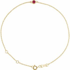 14K Yellow Lab-Grown Ruby Bezel-Set Solitaire 6 1/2-7 1/2 Bracelet