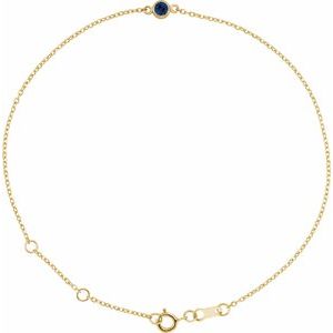 14K Yellow Natural Blue Sapphire Bezel-Set Solitaire 6 1/2-7 1/2 Bracelet