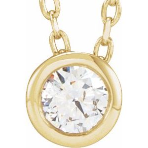 14K Yellow 1/10 CT Lab-Grown Diamond Bezel-Set 16-18" Necklace