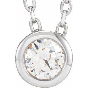 14K White 1/10 CT Natural Diamond Bezel-Set 16-18 Necklace