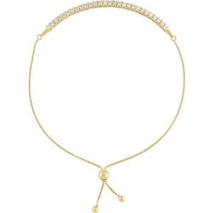 14K Yellow 1 CTW Lab-Grown Diamond Bolo 9 1/2" Bracelet