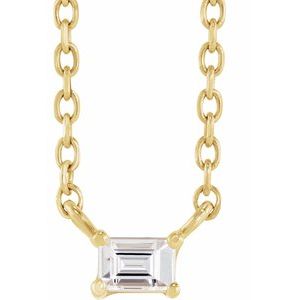 14K Yellow .07 CT Natural Diamond Solitaire 18 Necklace
