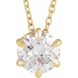 14K Yellow 1 CT Lab-Grown Diamond Solitaire 16-18 Necklace