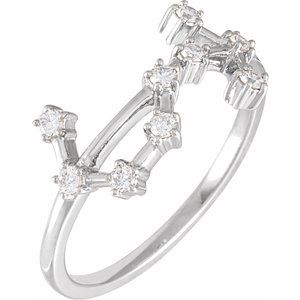 14K White 1/5 CTW Natural Diamond Scorpio Constellation Ring