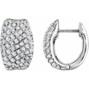 14K White 9/10 CTW Natural Diamond Hoop Earrings