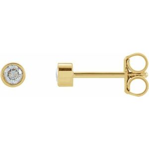 14K Yellow .06 CT Natural Diamond Micro Bezel-Set Stud Earring