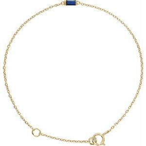 14K Yellow Straight Baguette Natural Blue Sapphire 6 1/2-7 1/2 Bracelet