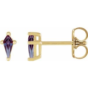 14K Yellow Lab-Grown Alexandrite Earrings