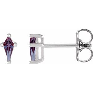 14K White Lab-Grown Alexandrite Earrings