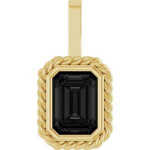 14K Yellow Natural Black Onyx Men's Pendant