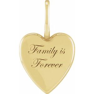 14K Yellow Family is Forever Heart Charm/Pendant