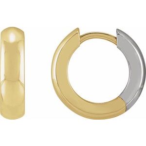 14K Yellow/White Hinged 14.25 mm Hoop Earrings