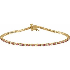 14K Yellow Natural Ruby & 5/8 CTW Natural Diamond Line 7 1/4 Bracelet