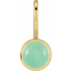 14K Yellow Natural Chrysoprase Charm/Pendant