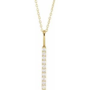 14K Yellow 1/6 CTW Lab-Grown Diamond Vertical Bar 16-18 Necklace