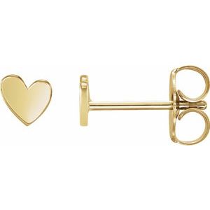 14K Yellow 4 mm Asymmetrical Heart Earrings