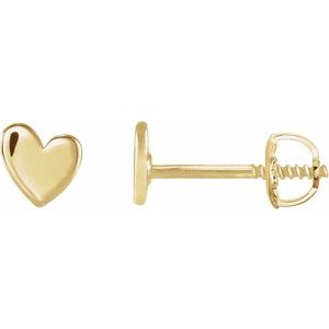 14K Yellow 4 mm Asymmetrical Heart Earrings