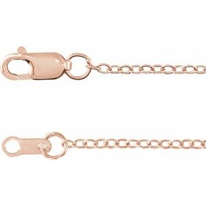 14K Rose  1.3 mm Cable 20 Chain