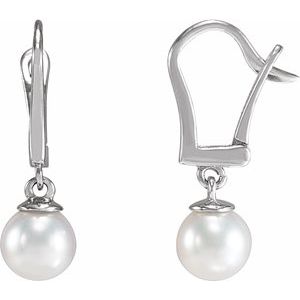 14K White Cultured White Freshwater Pearl Earrings