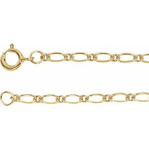 14K Yellow 1.5 mm Figaro 7 Chain