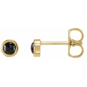 14K Yellow 1/5 CTW Rose-Cut Natural Black Diamond Bezel-Set Earrings