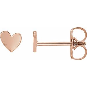 14K Rose 4 mm Asymmetrical Heart Earrings