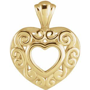 14K Yellow 12.9x10.1 mm Heart Pendant