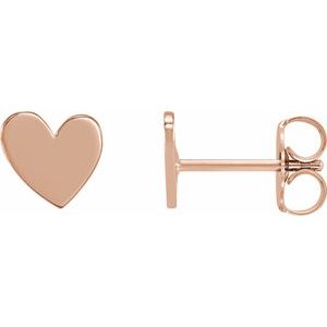 14K Rose 6 mm Asymmetrical Heart Earrings