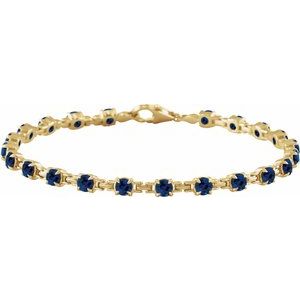 14K Yellow Lab-Grown Blue Sapphire 7 1/4 Line Bracelet