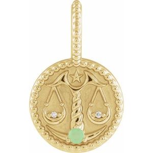 14K Yellow Natural Green Chrysoprase & .005 CTW Natural Diamond Libra Charm/Pendant