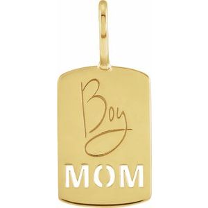 14K Yellow Boy Mom Charm/Pendant