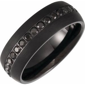 Tungsten Black PVD 8 mm Imitation Black Zircon Comfort-Fit Band Size 8
