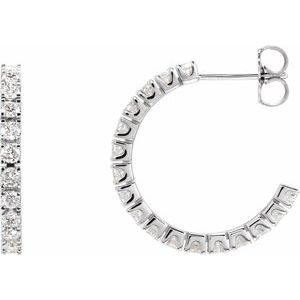 14K White 1 CTW Lab-Grown Diamond 20.5 mm Hoop Earrings