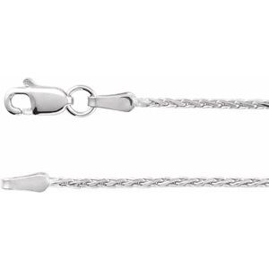 Rhodium-Plated Sterling Silver 1.5 mm Diamond-Cut Wheat 16-18-20-24 Chain