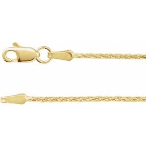 14K Yellow 1.5 mm Diamond-Cut Wheat 16-18-20-24 Chain