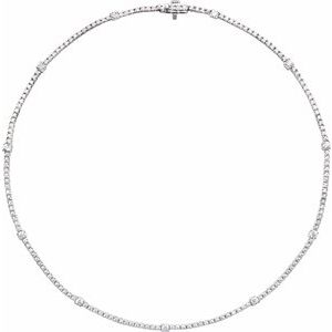 14K White 4 CTW Lab-Grown Diamond Line 16 Necklace