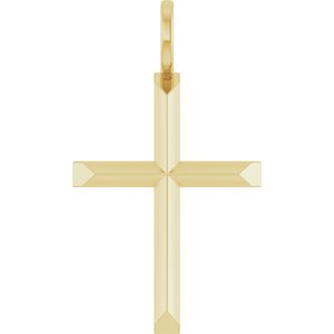 14K Yellow Knife-Edge Cross Pendant