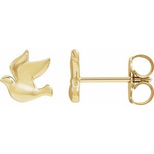 14K Yellow Holy Spirit Dove Earrings