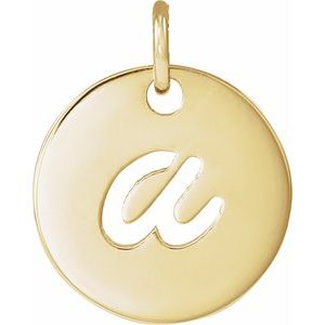 14K Yellow Script Initial A Pendant
