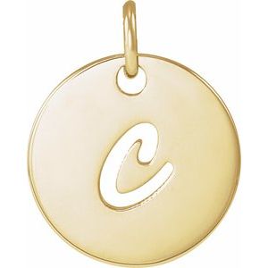 14K Yellow Script Initial C Pendant