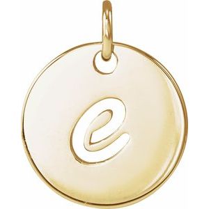 14K Yellow Script Initial E Pendant