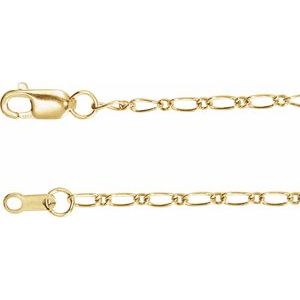 14K Yellow 1.5 mm Adjustable Figaro 16-18 Chain