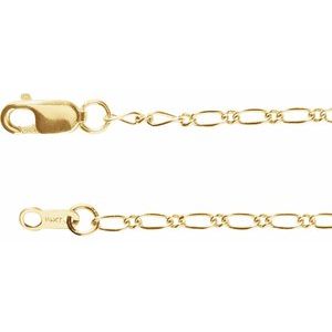 14K Yellow 1.5 mm Figaro 16 Chain
