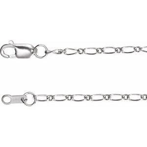14K White 1.5 mm Adjustable Figaro 16-18 Chain