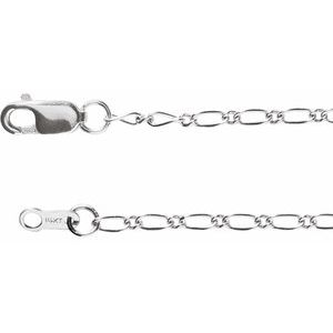 14K White 1.5 mm Figaro 7 Chain