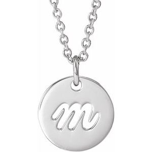 Sterling Silver Script Initial M 16-18 Necklace