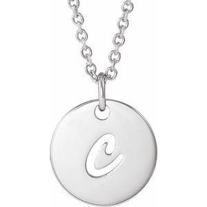 Sterling Silver Script Initial C 16-18 Necklace