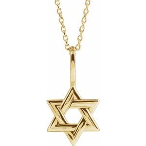 14K Yellow Star of David 16-18 Necklace