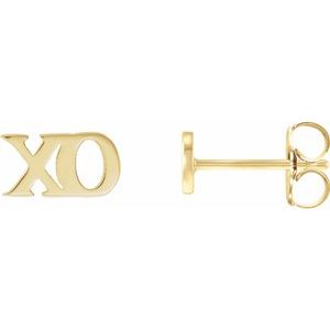 14K Yellow Petite xo Stud Earrings