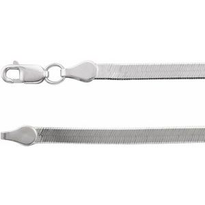 14K White 4.6 mm Flexible Herringbone 7" Chain
